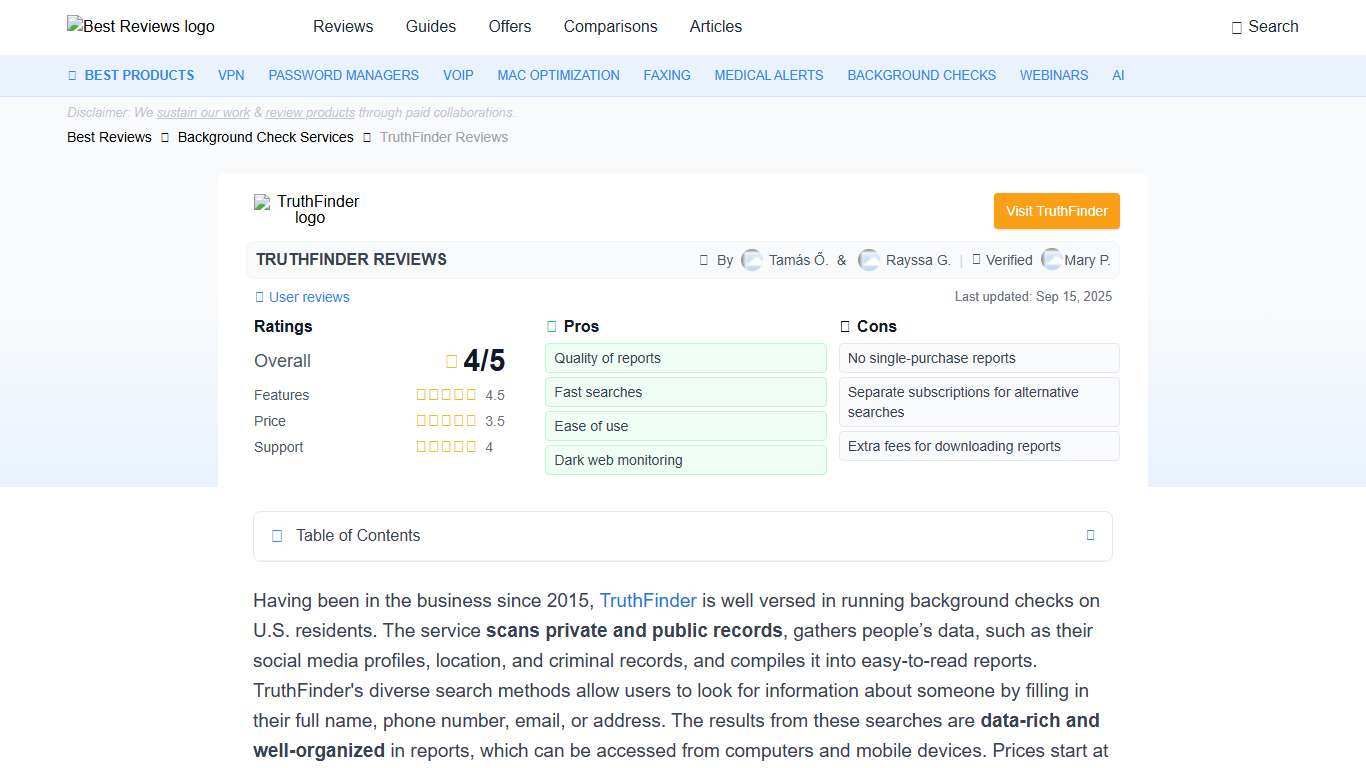 TruthFinder Reviews 2026 by Experts & Users - Best Reviews