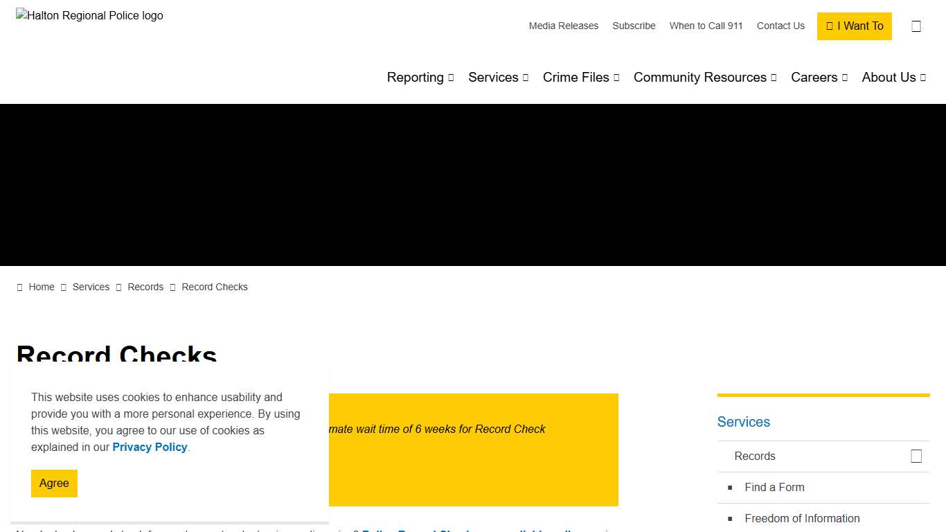 Record Checks Halton Regional Police Service